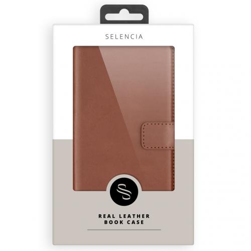 Selencia Echt Lederen Booktype voor de Samsung Galaxy S20 Plus - Lichtbruin