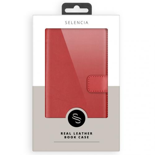Selencia Echt Lederen Booktype voor Motorola Moto G6 Plus - Rood