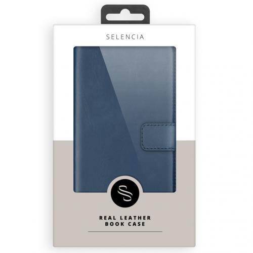 Selencia Echt Lederen Booktype voor Samsung Galaxy S9 - Blauw