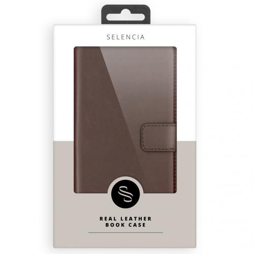 Selencia Echt Lederen Booktype voor Samsung Galaxy S9 - Bruin