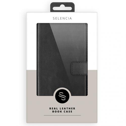 Selencia Echt Lederen Booktype voor Samsung Galaxy S9 Plus - Zwart