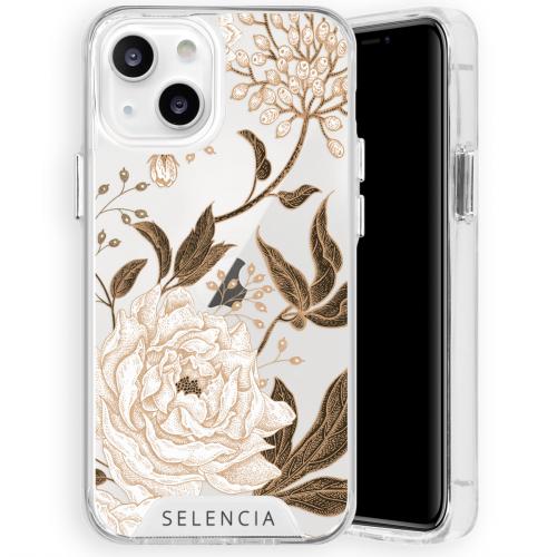 Selencia Zarya Fashion Extra Beschermende Backcover voor iPhone 13 Mini - Golden Flowers