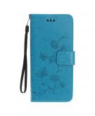 Shop4 - iPhone 11 Hoesje - Wallet Case Bloemen Vlinder Blauw