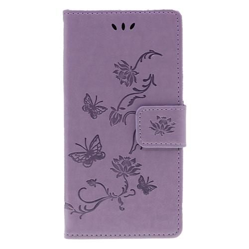 Shop4 - iPhone 11 Hoesje - Wallet Case Bloemen Vlinder Paars