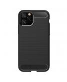 Shop4 - iPhone 11 Hoesje - Zachte Back Case Brushed Carbon Zwart