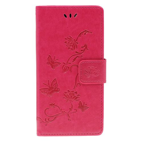 Shop4 - iPhone 11 Pro Hoesje - Wallet Case Bloemen Vlinder Rood