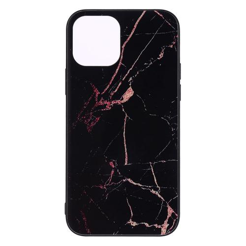 Shop4 - iPhone 12 mini Hoesje - Harde Back Case Marmer Zwart