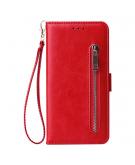 Shop4 - iPhone 12 mini Hoesje - Wallet Case Cabello met Ritssluiting Rood