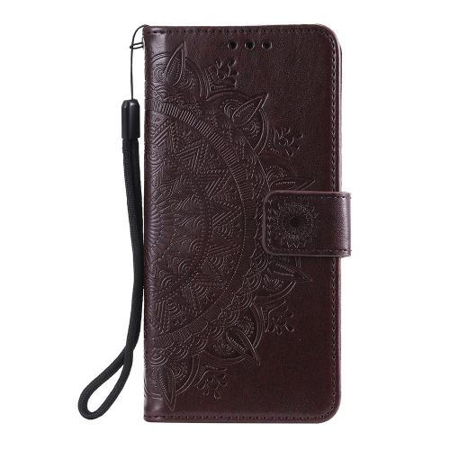 Shop4 - iPhone 12 mini Hoesje - Wallet Case Mandala Patroon Donker Bruin