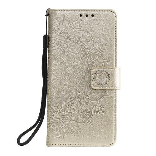 Shop4 - iPhone 12 mini Hoesje - Wallet Case Mandala Patroon Goud