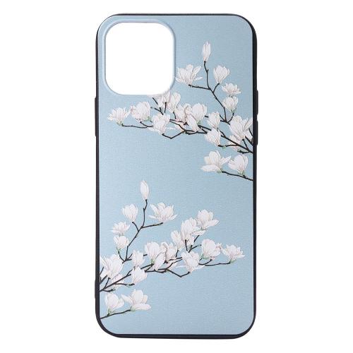 Shop4 - iPhone 12 mini Hoesje - Zachte Back Case Bloesem Licht Blauw