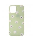 Shop4 - iPhone 12 mini Hoesje - Zachte Back Case Madeliefjes Licht Groen