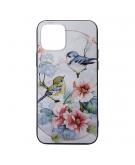 Shop4 - iPhone 12 mini Hoesje - Zachte Back Case Vogels Licht Blauw