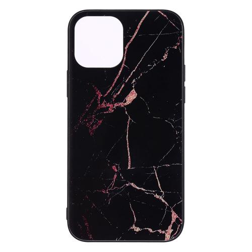 Shop4 - iPhone 12 Pro Hoesje - Harde Back Case Marmer Zwart