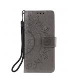 Shop4 - iPhone 12 Pro Hoesje - Wallet Case Mandala Patroon Grijs