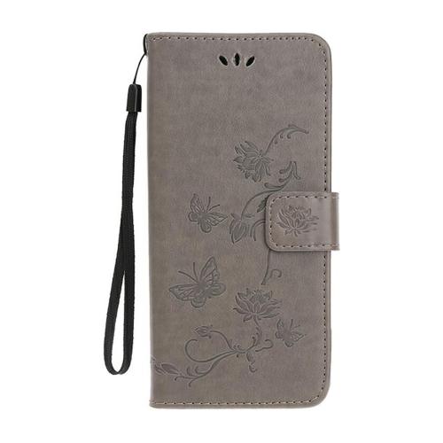 Shop4 - iPhone 12 Pro Hoesje - Wallet Case Vlinder Patroon Grijs