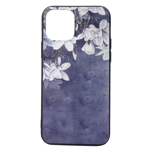 Shop4 - iPhone 12 Pro Hoesje - Zachte Back Case Bloesem Donker Blauw