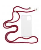 Shop4 - iPhone 12 Pro Hoesje - Zachte Back Case met Koord Donker Rood