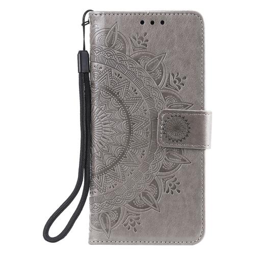 Shop4 - iPhone 13 mini Hoesje - Wallet Case Mandala Patroon Grijs