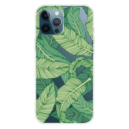 Shop4 - iPhone 13 Pro Hoesje - Zachte Back Case Bananen Bladeren Transparant