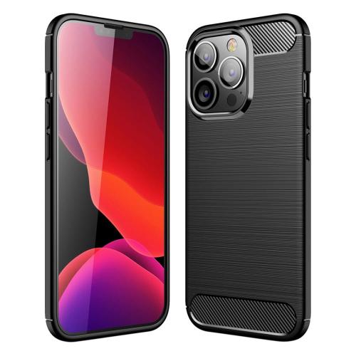 Shop4 - iPhone 13 Pro Hoesje - Zachte Back Case Brushed Carbon Zwart