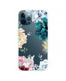 Shop4 - iPhone 13 Pro Hoesje - Zachte Back Case Exotische Bloemen Transparant