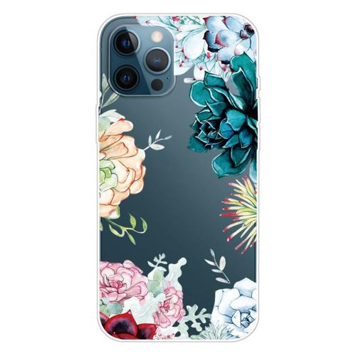 Shop4 - iPhone 13 Pro Hoesje - Zachte Back Case Exotische Bloemen Transparant