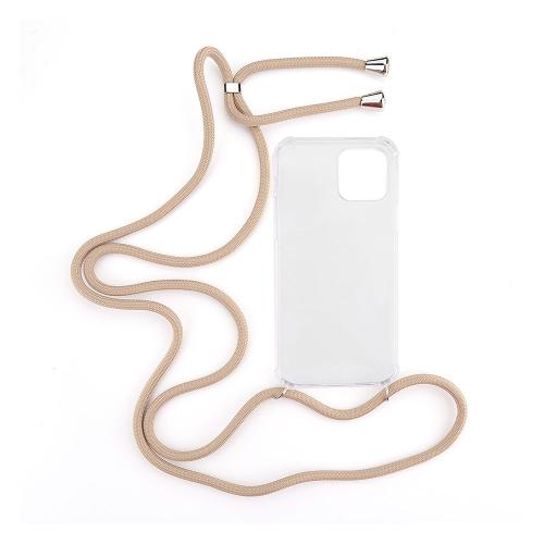 Shop4 - iPhone 13 Pro Hoesje - Zachte Back Case met Koord Beige