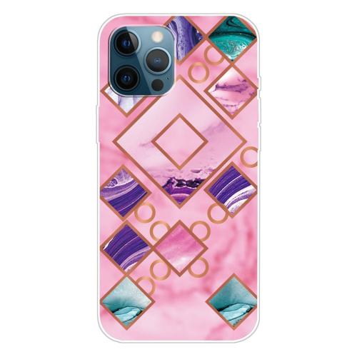 Shop4 - iPhone 13 Pro Max Hoesje - Zachte Back Case Marmer Ruitjes Roze