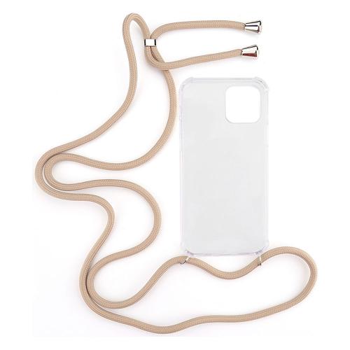 Shop4 - iPhone 13 Pro Max Hoesje - Zachte Back Case met Koord Beige