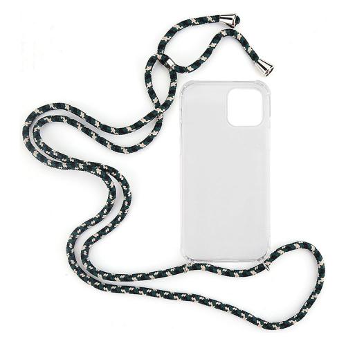 Shop4 - iPhone 13 Pro Max Hoesje - Zachte Back Case met Koord Camouflage Groen