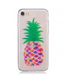 Shop4 - iPhone 7 Hoesje - Zachte Back Case Gekleurde Ananas Transparant