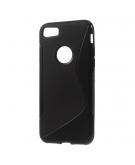 Shop4 - iPhone 7 Hoesje - Zachte Back Case S Shape Zwart