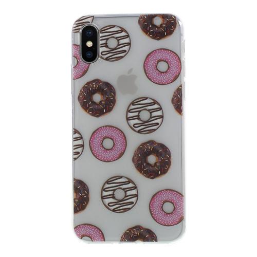 Shop4 - iPhone X Hoesje - Zachte Back Case Donuts Transparant