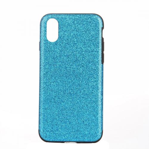Shop4 - iPhone X Hoesje - Zachte Back Case Glitter Blauw