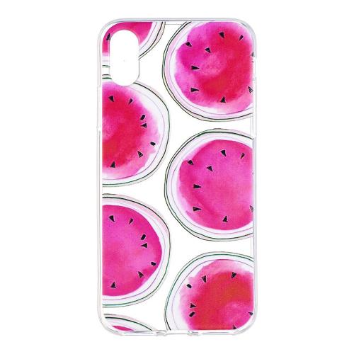 Shop4 - iPhone X Hoesje - Zachte Back Case Watermeloenen Transparant