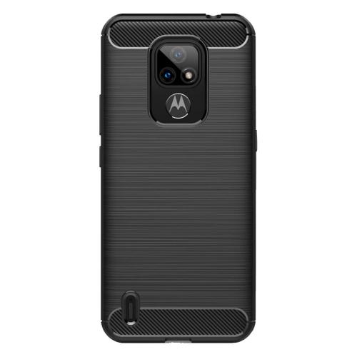 Shop4 - Motorola Moto E7 Hoesje - Zachte Back Case Brushed Carbon Zwart