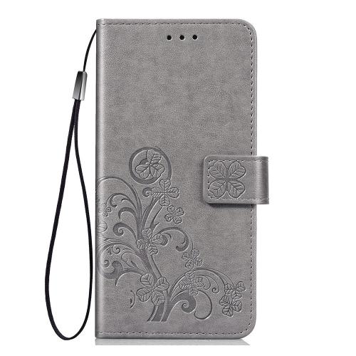 Shop4 - Motorola Moto G7 Play Hoesje - Wallet Case Bloemen Patroon Grijs