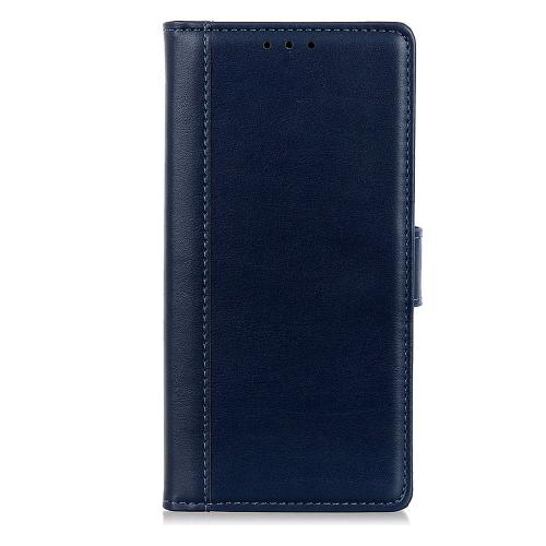 Shop4 - Motorola One Zoom Hoesje - Wallet Case Grain Donker Blauw