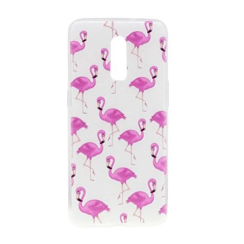 Shop4 - OnePlus 7 Pro Hoesje - Zachte Back Case Flamingo's Transparant