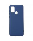 Shop4 - Samsung Galaxy A21s Hoesje - Zachte Back Case Mat Donker Blauw