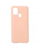 Shop4 - Samsung Galaxy A21s Hoesje - Zachte Back Case Mat Licht Roze