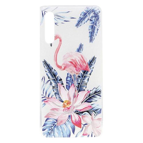 Shop4 - Samsung Galaxy A30s Hoesje - Zachte Back Case Flamingo en Bloemen Roze
