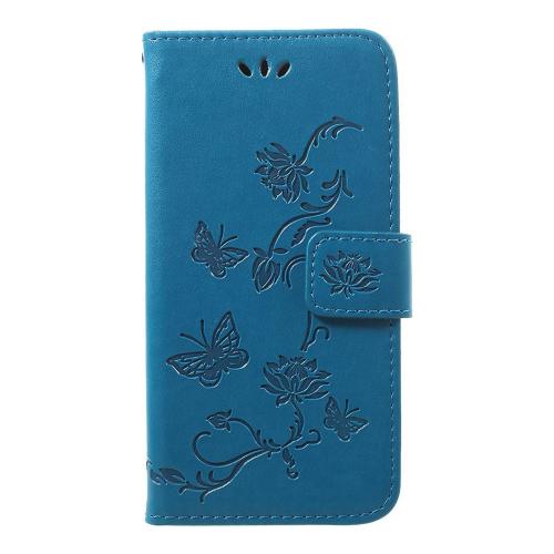 Shop4 - Samsung Galaxy A40 Hoesje - Wallet Case Bloemen Vlinder Blauw