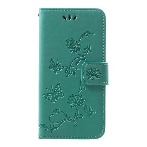Shop4 - Samsung Galaxy A40 Hoesje - Wallet Case Bloemen Vlinder Mint Groen