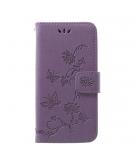 Shop4 - Samsung Galaxy A40 Hoesje - Wallet Case Bloemen Vlinder Paars