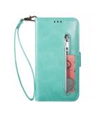 Shop4 - Samsung Galaxy A50 Hoesje - Wallet Case Cabello met Ritssluiting Mint Groen