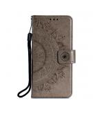 Shop4 - Samsung Galaxy A70 Hoesje - Wallet Case Mandala Patroon Grijs