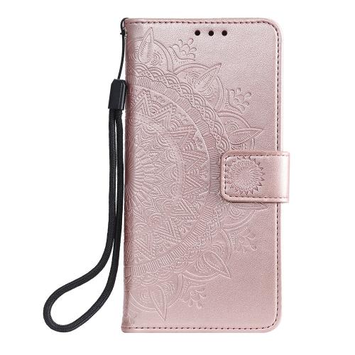 Shop4 - Samsung Galaxy M12 Hoesje - Wallet Case Mandala Patroon Rosé Goud