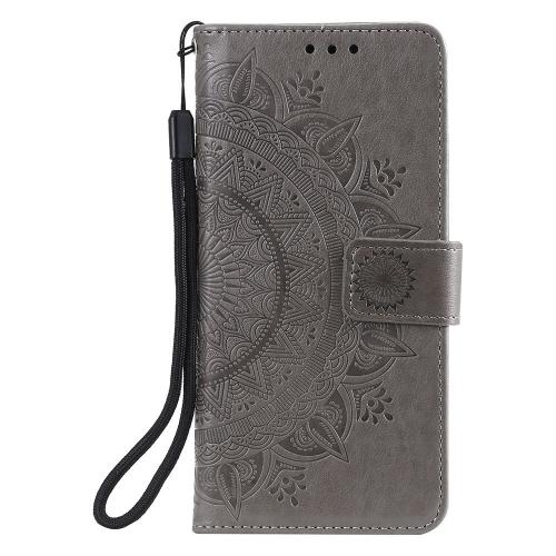 Shop4 - Samsung Galaxy M21 Hoesje - Wallet Case Mandala Patroon Grijs